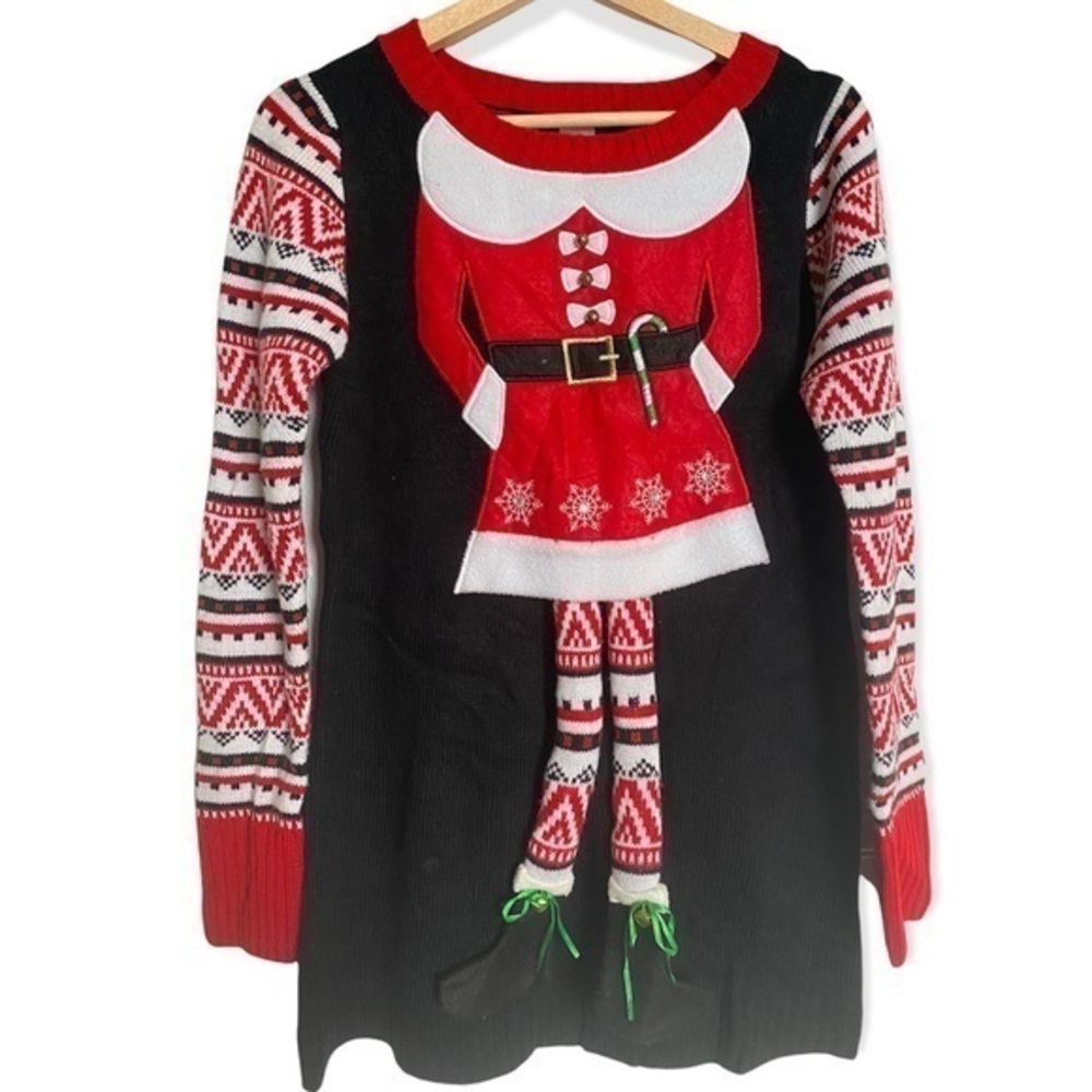 Ugly Christmas knit Sweater with with bells and western details Women’s Sz Small